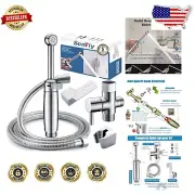 Polished Chrome Toilet Bidet Sprayer with Ergonomic Design & Backflow Preventer
