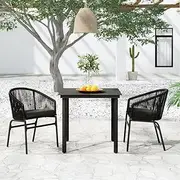 Generic 3 Piece Garden Dining Set Black,3099221