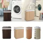 Bamboo Laundry Storage Basket with Lid Container Laundry Hamper Washing Basket