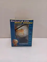 Vintage Mini Globe by Hammond Swivel and Tilt World Pale Blue Oceans Earth b1