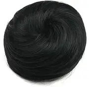 Hair Buns Extensions Drawstring Synthetic Donut Chignon Updo Hairpieces for Women Girls(Jet black)