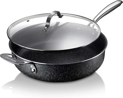 Granitestone Sauté Pan with Lid - 5.5 Quart. Non Stick Deep Frying Pan with Lid