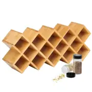 Criss-Cross 18-Jar Bamboo Countertop Spice Rack Organizer Kitchen Cabinet Wall
