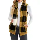 Ladies Body Warmer Gilet CHECK Zip Up Jacket Coat Fleece Fur Waistcoat Plus Size