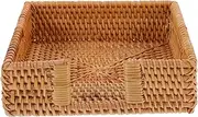 NOLITOY Rustic Napkin Box Tissue Storage Woven Rattan Tissue Holder for Dinner Party
