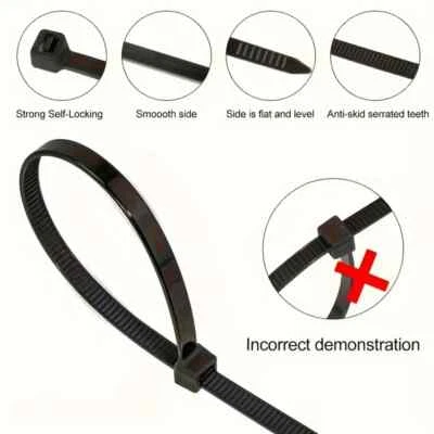 20 x CABLE TIES STRONG HEAVY DUTY BLACK ZIP TIES - 150mm