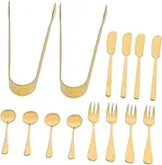 PEPLAYTAL 14-Piece Cheese Butter Knife Set Spatula Fork Tong Baking Tool for Home Kitchen Ergonomic Design