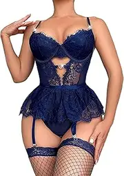 [JINZIJINYU] Women Sexy Lingerie Teddy One Piece Sexy Temptation Suit Lace Embroidery Passion Uniform Bodysuit Jumpsuit