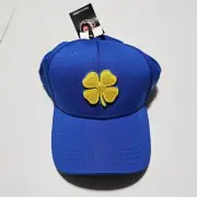 Black Clover Blue Hat Golf Yellow Logo Cap Hat Fitted Performance L/XL NWT
