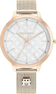 [Tommy Hilfiger] Iris Ionic Plated Rose Gold Steel Silver White Dial Women's Watch