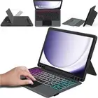 for Galaxy Tab A9+ 11 inch Case with Keyboard - Rainbow Backlit Black