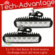 2 X 12V/24V 18W BLACK MARINE FLYBRIDGE BOAT DECK COCKPIT WATERPROOF LED LIGHTS