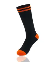 Antu Merino Wool Mid Calf Length Unisex Waterproof Socks - Black/Orange - L