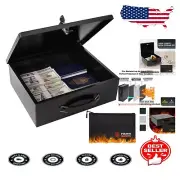 Alloy Steel Fireproof Security Box with Key Lock & Fireproof Bag - Heavy Duty