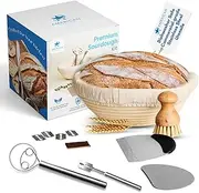 DoughCraft Sourdough kit: Dishwasher safe 7 piece sourdough starter kit inc banneton basket, sourdough bread baking supplies and bread making tools