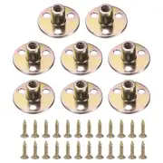 8Pcs Round Base T-Nuts, M6 3 Holes Iron Plate Nut, 17.4mm Height, Multicolor