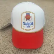 Natural Light Hat Brew City Foam Trucker Snapback Red White Mesh Logo Roped Cap