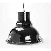 Aldous Industrial Classic Cord Drop Dome Pendant Light Lamp - Black.