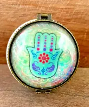Trinket Box, Ceramic Hamsa Design 3" x 2"