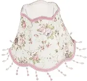 Lamp Shade Pendant Vintage Lampshade Indoor Wall Sconce Floor Clip on Ceiling Shades Cream Drum Lampshade Bedside Lamp Vintage Decor Table Light Shade Pink Fabric Branches Rose/1060