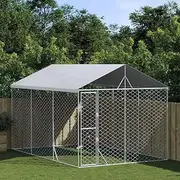 Generic Outdoor Dog Kennel with Roof Silver 3x4.5x2.5 m Galvanised Steel