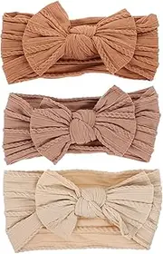 MOLUCKFU 3pcs Girl Bows Nylon Headbands Soft Elastic Hairbands for Family Photos Birthdays Special Occasions Adorable Hair Accessories