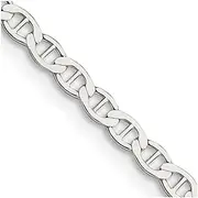 [JewelryWeb] 925 Sterling Silver 3.1mm Semi solid Flat Nautical Ship Mariner Anchor Chain Necklace Jewelry Gifts for Women - Length Options: 41 46 51 61
