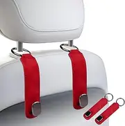 Zurligi 2 Pack Seat Headrest Hook, Leather Back Seat Organizer Hanger Holder - Universal Vehicle Hook for Hanging Handbag, Grocery Bags, Coat, Clothes, Umbrella. Car Accessories