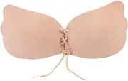 [FARUTA] Push up Strapless Self Adhesive Bra Waterproof Silicone Invisible Backless Dress Sticky Bras for Women D-Cup Chocolate(B-Cup)