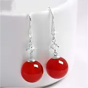 Earrings studEarrings 999 Feet Silver Earrings Female Jade Earrings Long Temperament 18k Pearl Sterling Silver Ladies Earrings (Color : C)