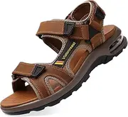 [visionreast] Mens Leather Sandals Open Toe Outdoor Hiking Sandals Air Cushion Sport Sandals Waterproof Beach Sandals