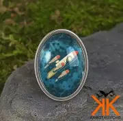 Rocket Ship Ring - Retro Spaceship Illustration Handmade Silver Jewelry - 762