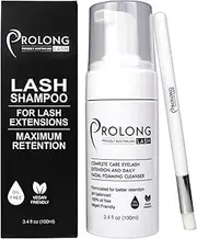Eyelash Extension Shampoo & Brush - Large 100ml Bottle - Gentle Foaming Cleanser Lash Wash for Extensions and Natural Lashes - Safe Daily Makeup Remover - Paraben & Sulphate Free - Salon & Home Use