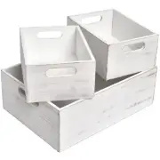 Wooden Box Set Of 3 Crates With Handles For Display Storage Set For Pantry