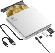 External CD DVD Drive LightScribe CD/DVD +/-RW Burner Player Writer Silver