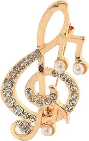 [Healeved] Music Note Brooch Pearl Music Note Lapel Pin Coat Brooch Lapel Pin for Women Man