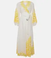 [Zimmermann] Zimmermann Golden broderie anglaise linen wrap dress AU 8 white