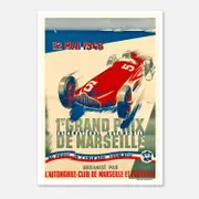 Galrie 1er Grand Prix de Marseille 1946 - Vintage Racing Poster Art by André Bermond, Poster Only, A2 42 x 60cm (16 x 24inch)