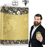 Evnbhgyu Drinking Hip Flask - 8oz Hip Flask Stainless Steel Alcohol Flask with Funnel | Glitter Leak-Proof Liquor Flask Portable Drinking Pot for Women & Men