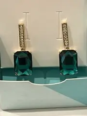 Origami Owl Emerald Rectangle Crystal Drop Earrings