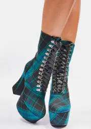 [Widow] Deathly Bored Plaid Platform Boots