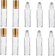 Healeved 10pcs Essential Oil Roller Bottles Glass Perfume Containers with Smooth for Travel Home Use for Liquid Perfume Applications Random Styles