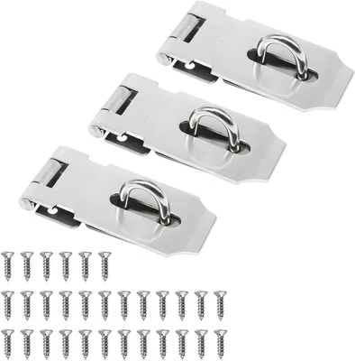 3 Pack Door Lock Latch, 3 Inch Hasp Latch Stainless Steel Safety Padlock Latch,