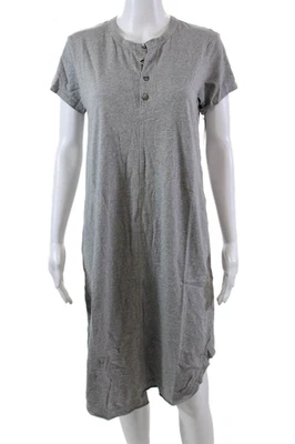 Wilt Womens Short Sleeves Half Button Shirt Dress Gray Cotton Size Extra Small