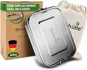 Blockhütte Premium Stainless Steel Lunch Box I 1200 ml I for Children Including Compartments and Replacement Seal, The Bento Box with Divider is Leak-Proof, Small Lunch Box