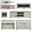Winchester oak & Morandi green sideboard / side console coffee table / tv unit