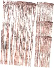 VILLFUL 4pcs Metallic Tinsel Fringe Curtain Backdrop for Birthday Party Decorations Wedding Photo Booth Engagement Decor Easy Installation Reusable Brilliant Shine for Various Celebrations