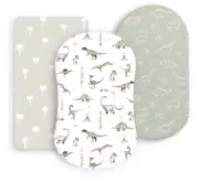 Jersey Knit Baby Bassinet Sheets 3 Pack Dinosaur Universal Fit Stretch Soft NEW