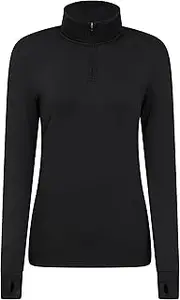 [Mountain Warehouse] Womens Half-Zip Midlayer - Fast Dry Ladies Running Top, Quick Wicking, Reflective Details, Mesh Panels - Best for Summer, Cycling, Outdoors, Hiking Black 10
