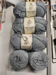 Yarn Bee SOFT & SLEEK Yarn, 4 oz ea. SILVER SPARKLE , (Lot of 5)